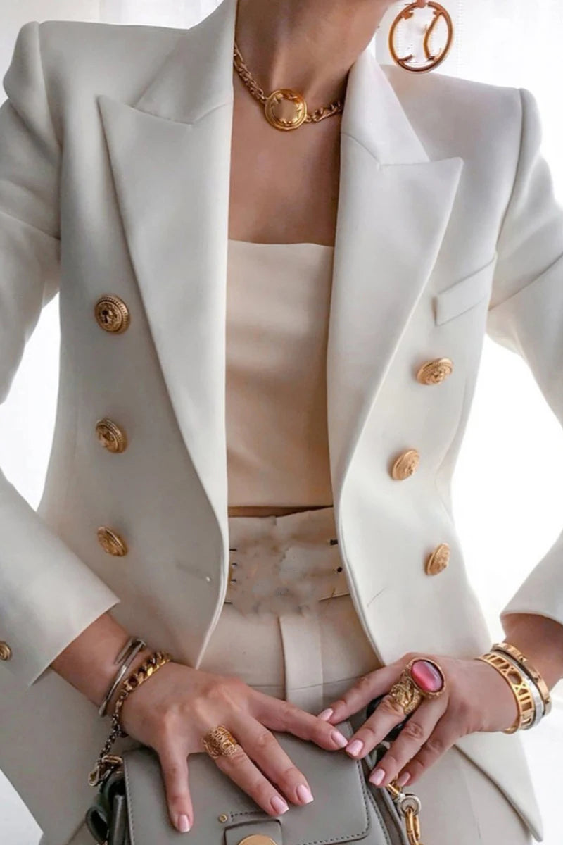 Women's Professional Blazer - Elegant Single-Button Suit Jacket