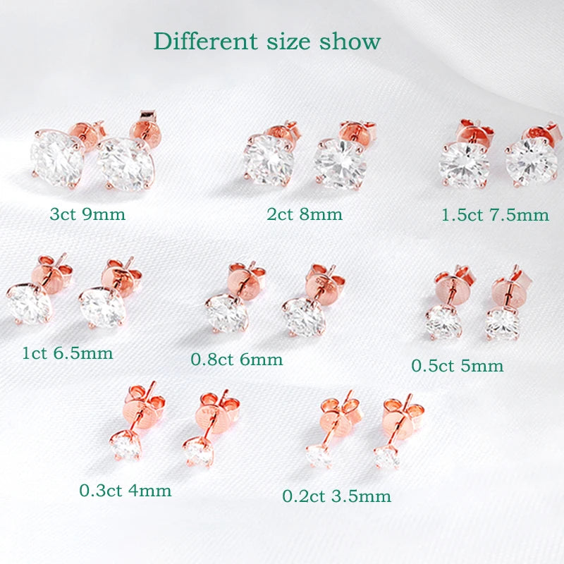 SMYOUE Moissanite Stud Earrings - 925 Sterling Silver Classic Wedding Studs for Women