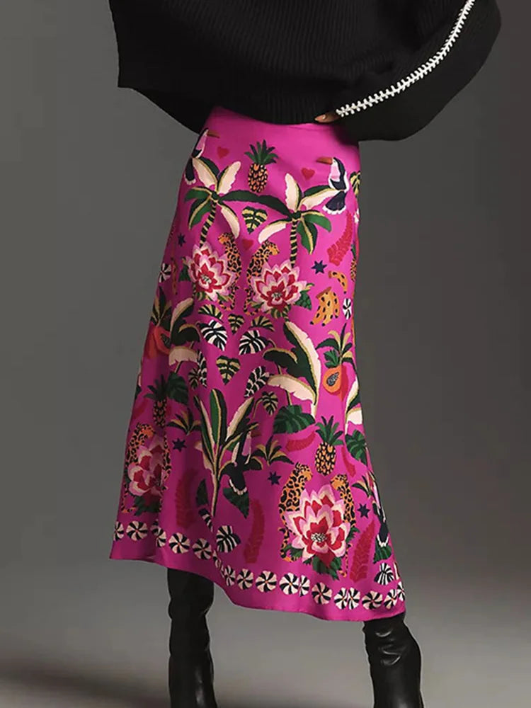 Floral Print A-Line Skirt - Elegant Women's Fashion Skirt