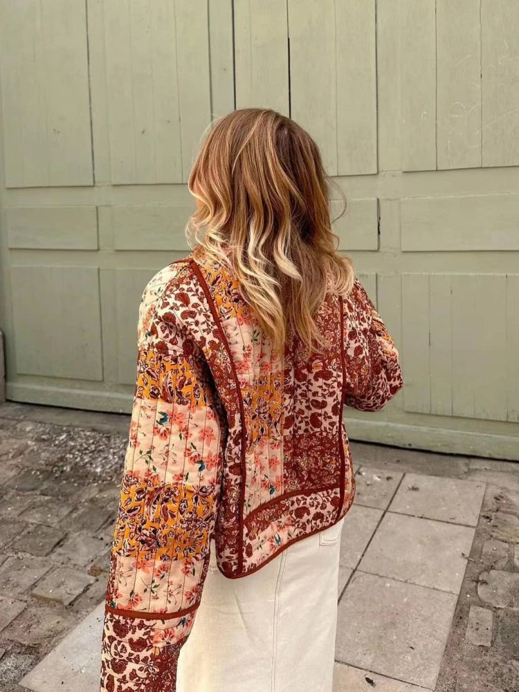 Women's Vintage Print Patchwork Cotton Jacket