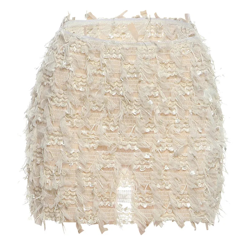 Women's Knit Tassel Skirt - Slim Fit Stretch Streetwear