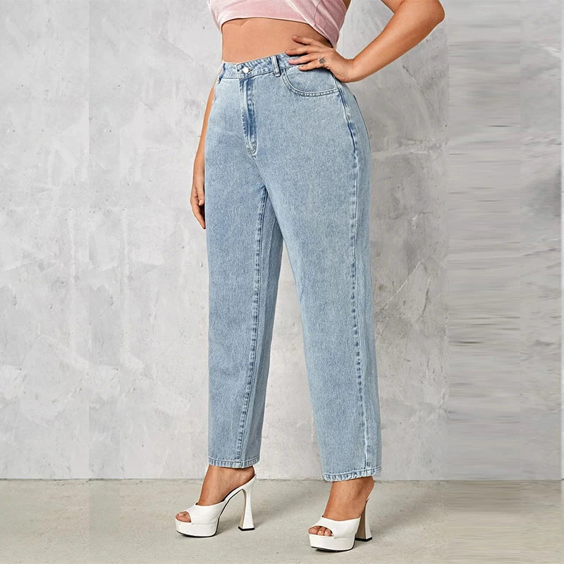 Women's High-Waist Straight Leg Jeans - Plus Size