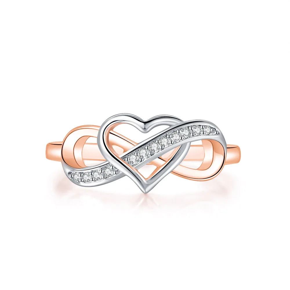 Infinity Love Promise Ring - Double Circle Heart Design Wedding Band