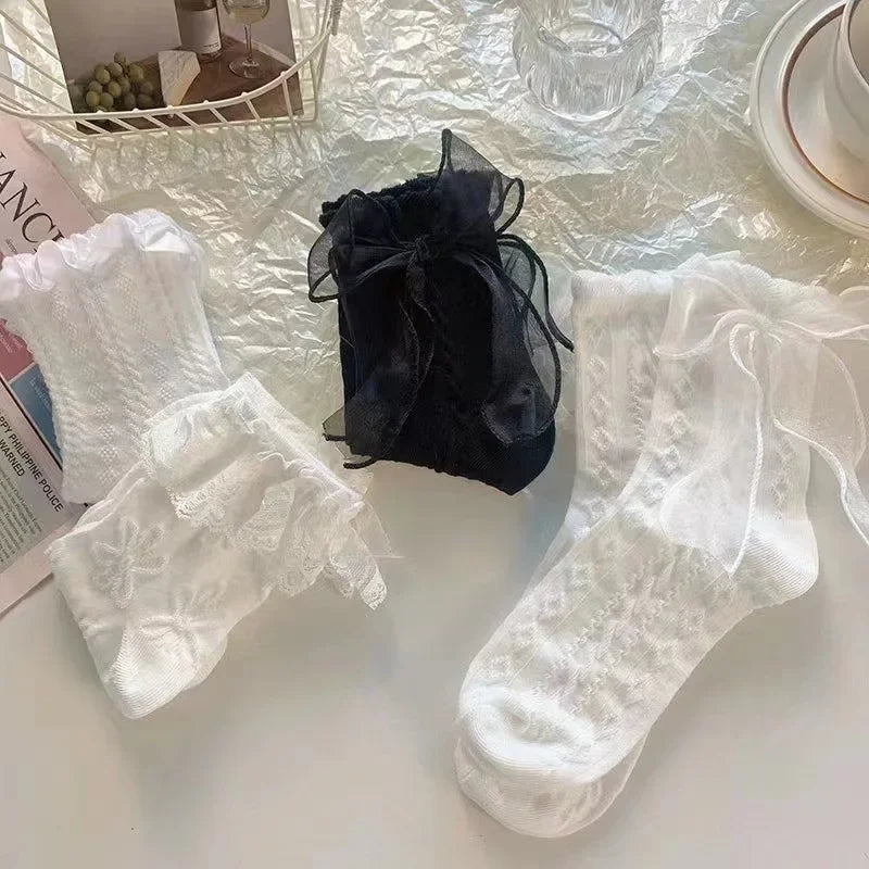 Women's Lolita Ruffle Socks - Cotton Lacework Ankle Socks