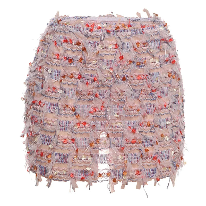 Women's Knit Tassel Skirt - Slim Fit Stretch Streetwear