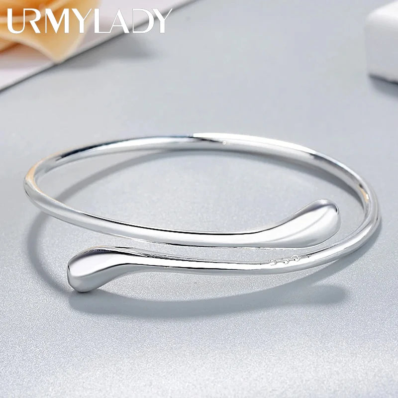 925 Sterling Silver Water Droplet Cuff Bracelet for Women