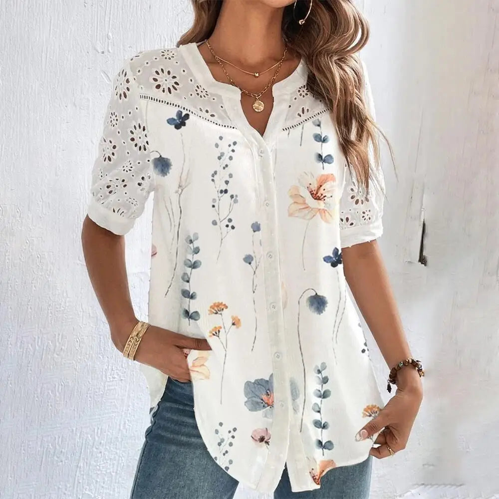Lace Casual Shirt - Temperament Fashion Loose Blouse