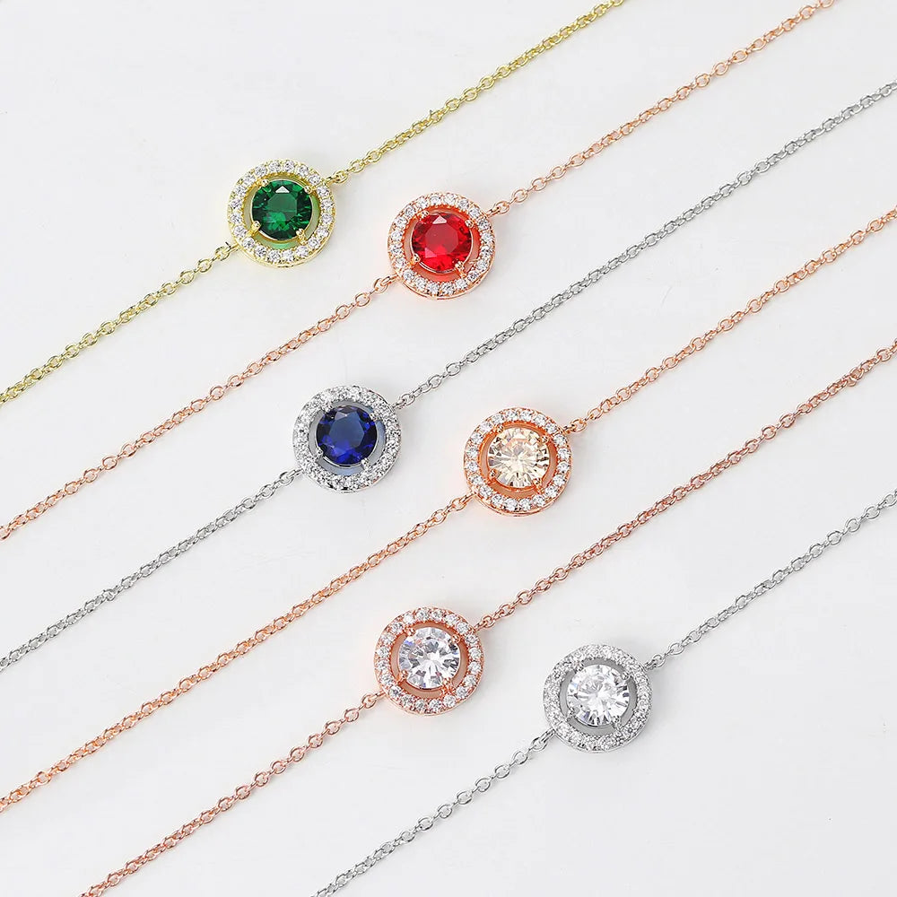 Cubic Zirconia Charm Bracelet - Rose Gold & Silver