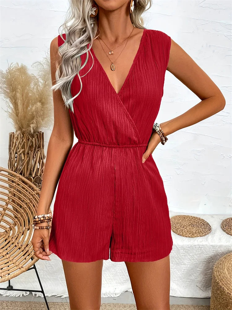 Women's Sleeveless V-Neck Summer Romper