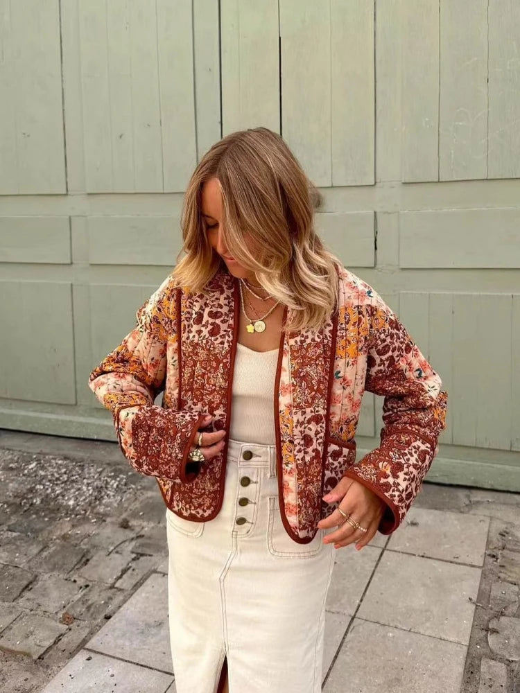 Women's Vintage Print Patchwork Cotton Jacket