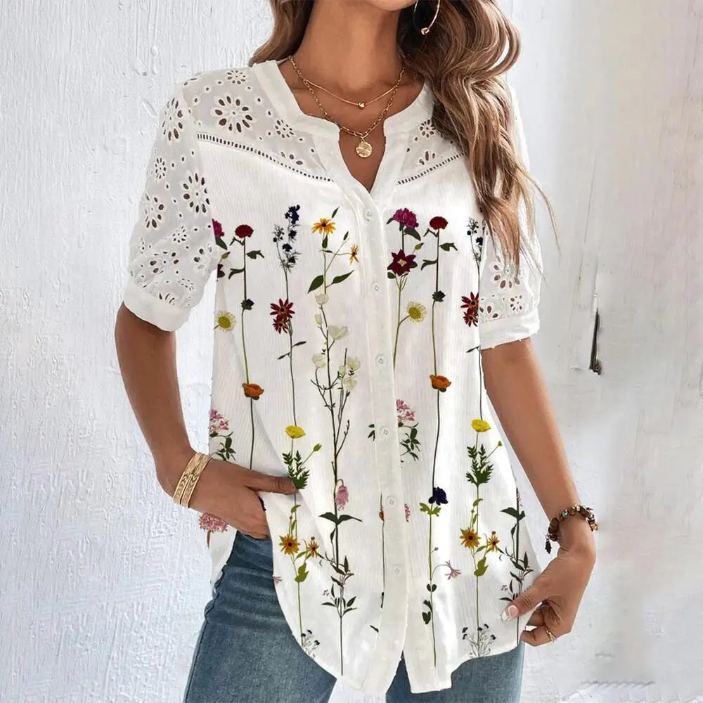Lace Casual Shirt - Temperament Fashion Loose Blouse