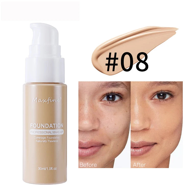 MAXFINE Waterproof Liquid Foundation - Long-Lasting Concealer
