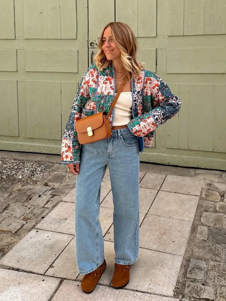 Women's Vintage Print Patchwork Cotton Jacket