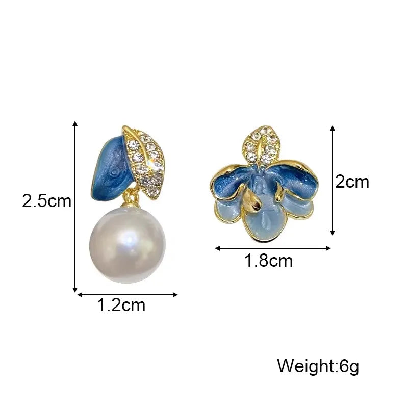 Bohemian Geometric Earrings - Blue Flower Butterfly Dangle Earrings for Women