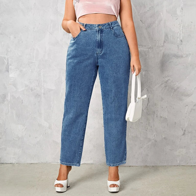 Women's High-Waist Straight Leg Jeans - Plus Size
