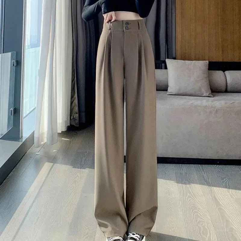 Women's High Waist Wide Leg Pants - Korean Style Loose Fit Trousers