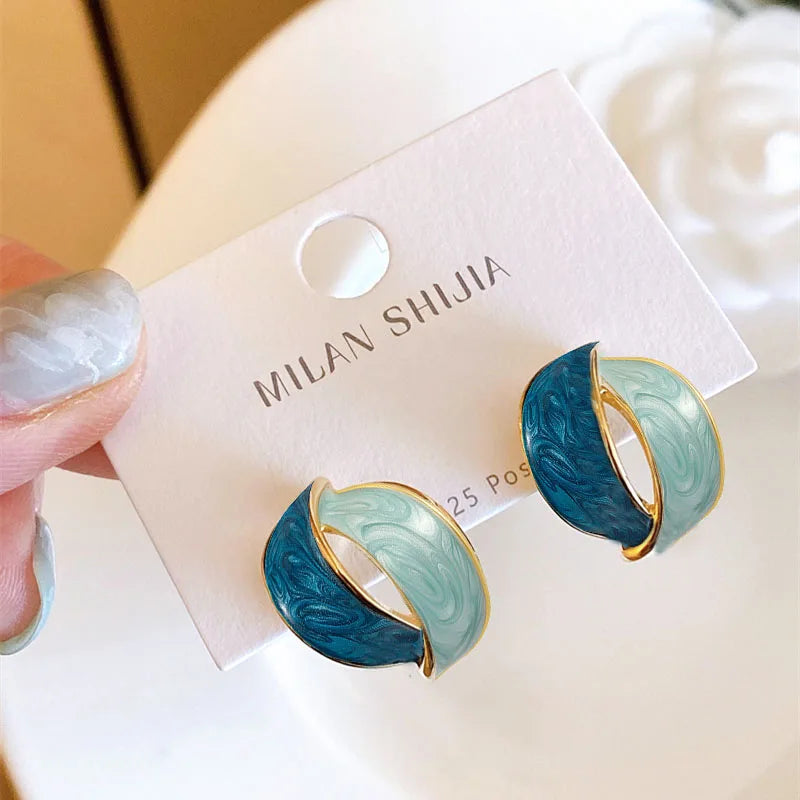 Bohemian Geometric Earrings - Blue Flower Butterfly Dangle Earrings for Women