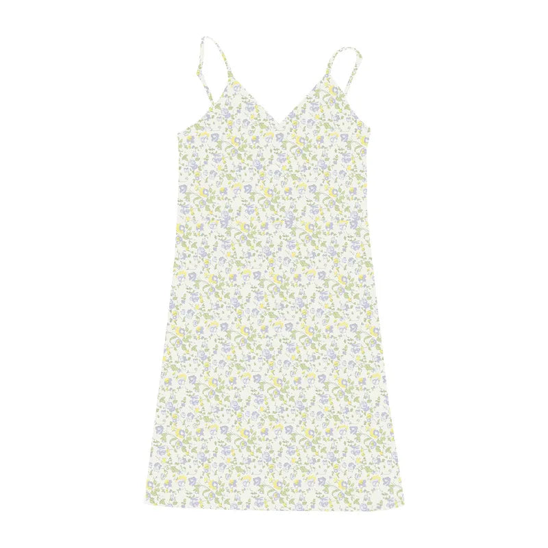 Women's Floral V-Neck Cami Dress - Sleeveless Mini Dress
