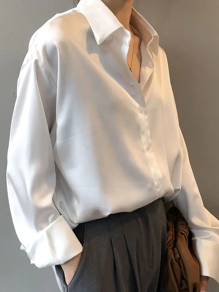 Vintage Button-Up Shirt - Autumn Long Sleeve Blouse