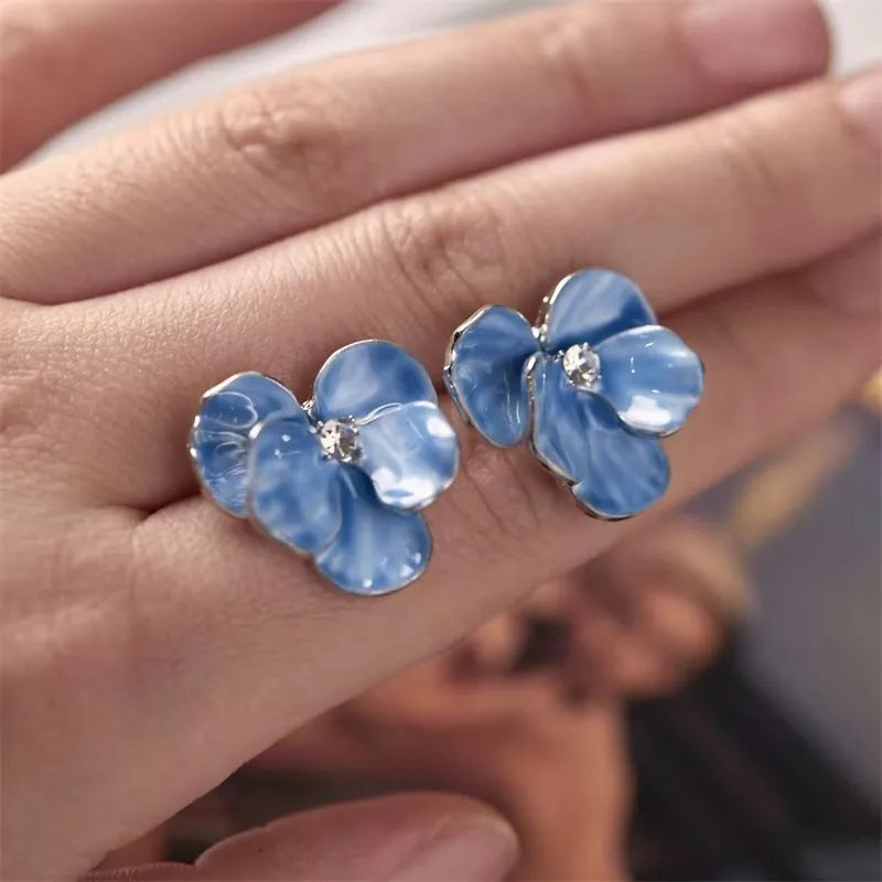 Bohemian Geometric Earrings - Blue Flower Butterfly Dangle Earrings for Women