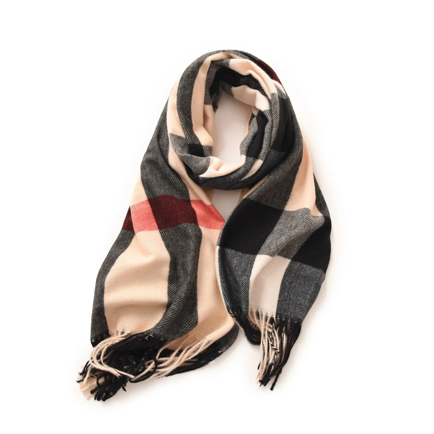 Women's Classic Plaid Cashmere-Feel Winter Scarf & Shawl