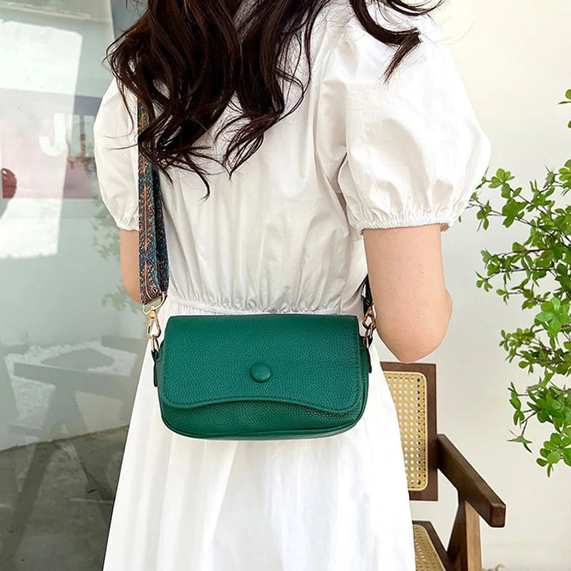 Women's PU Leather Crossbody Bag with Wide Strap