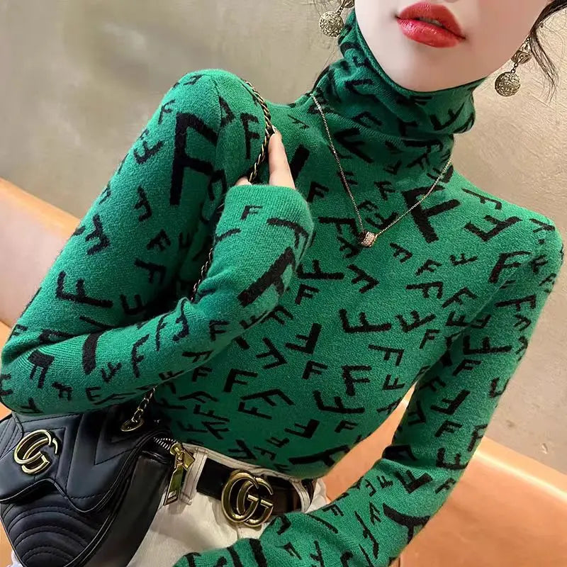 Elegant Letter Knit Pullover - Women's Fashion Sweater