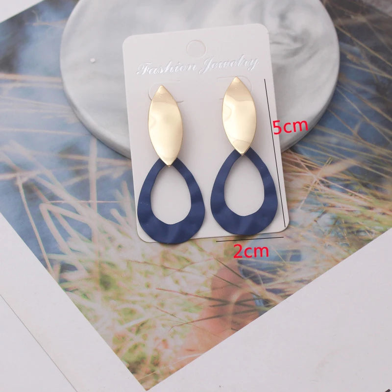 Bohemian Geometric Earrings - Blue Flower Butterfly Dangle Earrings for Women