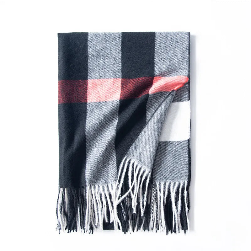 Women's Classic Plaid Cashmere-Feel Winter Scarf & Shawl
