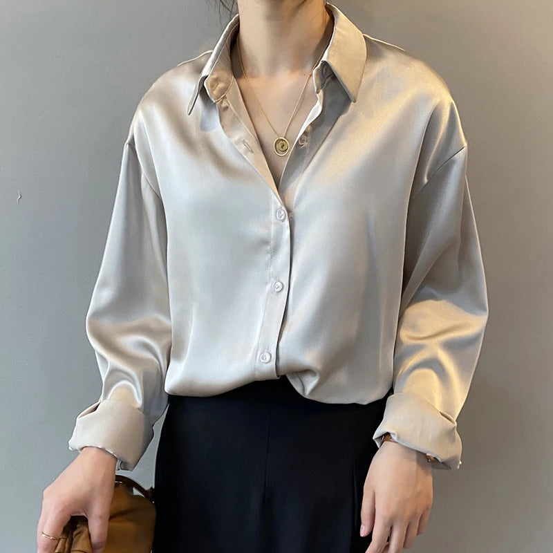 Vintage Button-Up Shirt - Autumn Long Sleeve Blouse